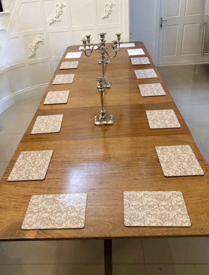 Antique Regency Mahogany 12 Seater Three Pillar Extending Dining Table - Image 4